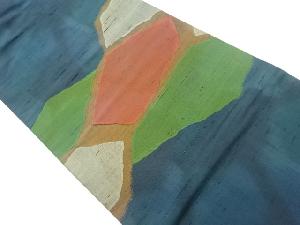 手織り紬ふくれ織抽象模様織出し名古屋帯